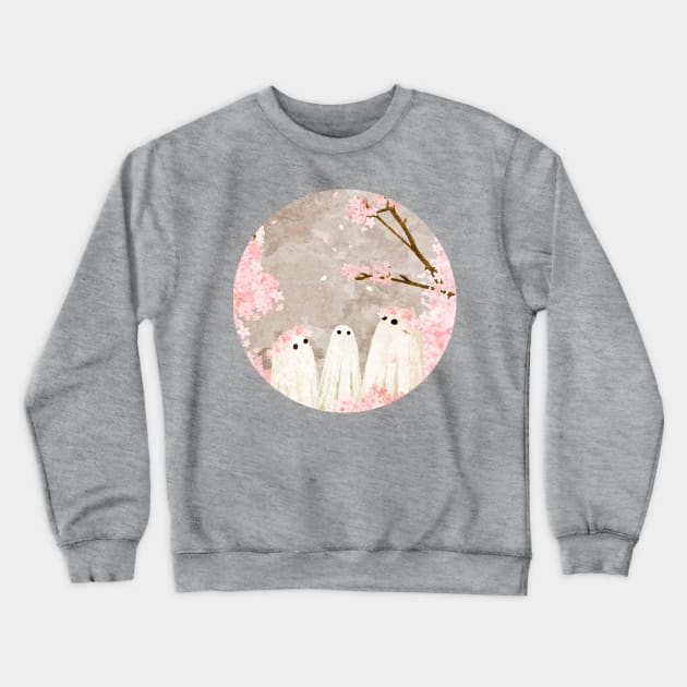 Ghost Cherry Viewing Party Crewneck Sweatshirt by KatherineBlowerDesigns